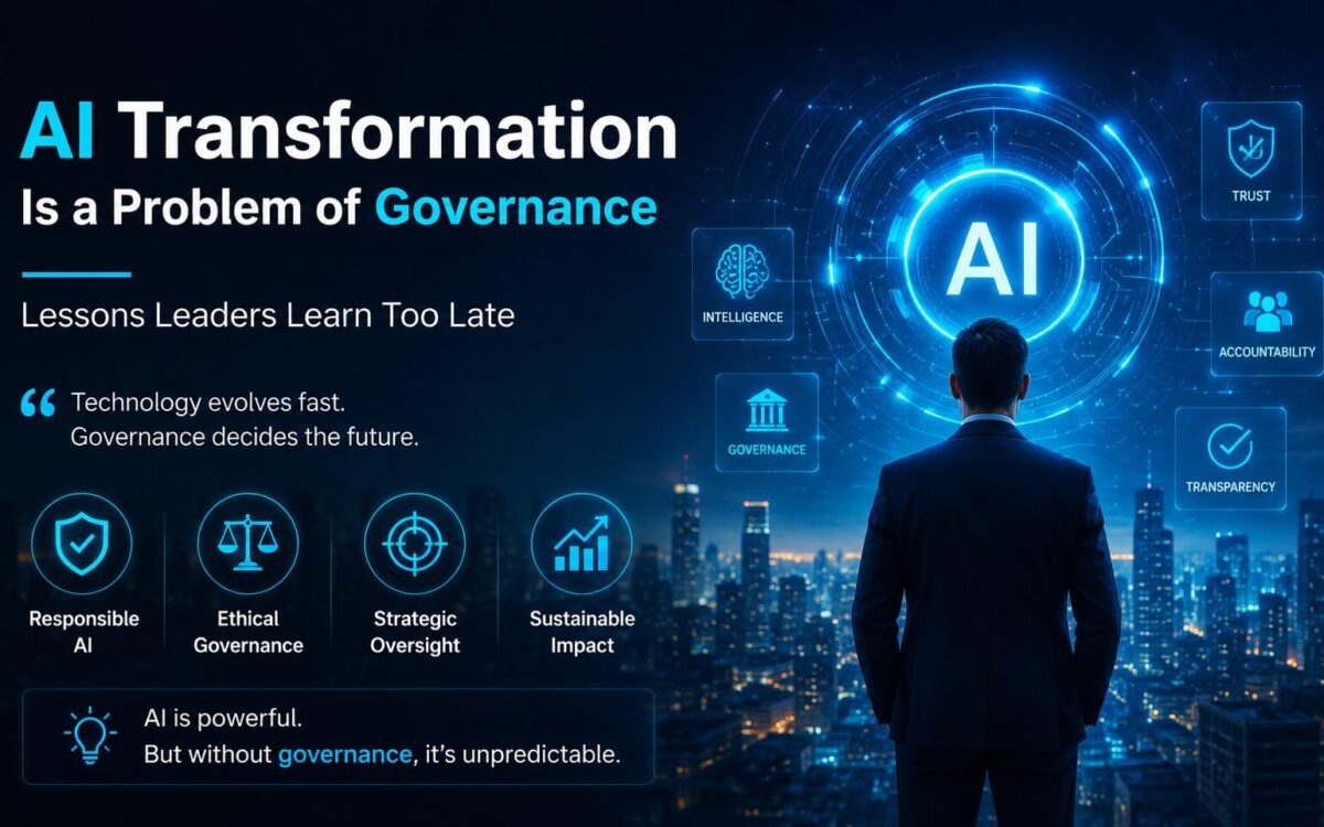 AI transformation is increasingly a governance challenge, covering accountability, risk, leadership, data, compliance, workforce adoption, and practical AI governance strategies.